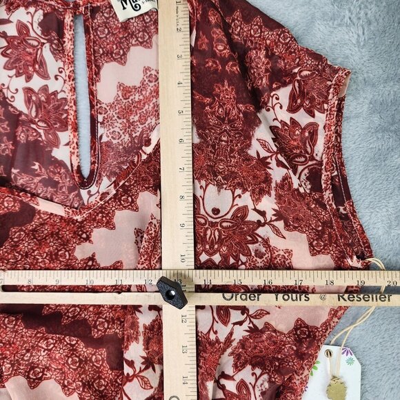 Show Me Your Mumu Romper Shorts Womens XS Red Floral Sleeveless Artsy Boho Chic - Picture 7 of 9